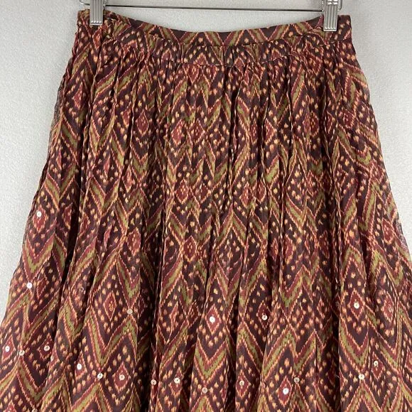 Soft Surroundings Embroidered Maxi Skirt Womens Small Sequin Boho Peasant Gypsy