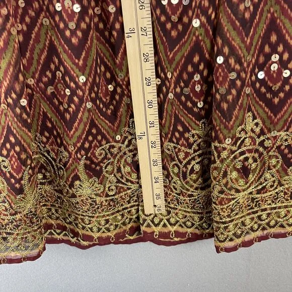 Soft Surroundings Embroidered Maxi Skirt Womens Small Sequin Boho Peasant Gypsy
