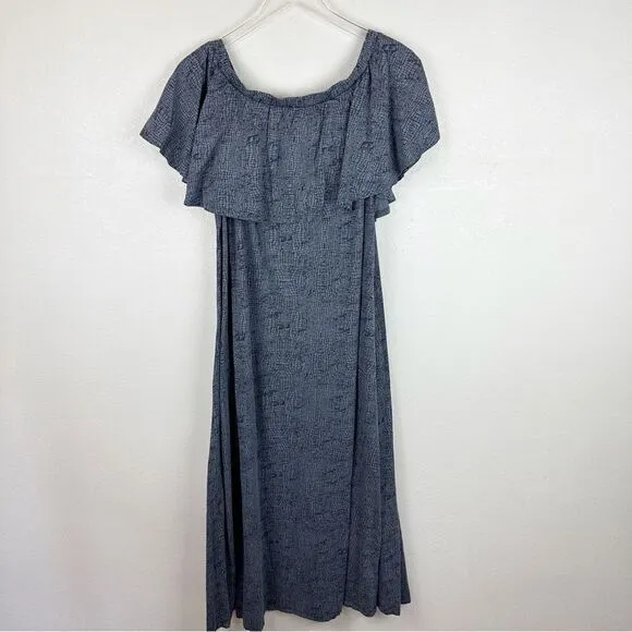 Soft Surroundings Grey Off Shoulder Maxi Dress Sun Dress Casual 1X
