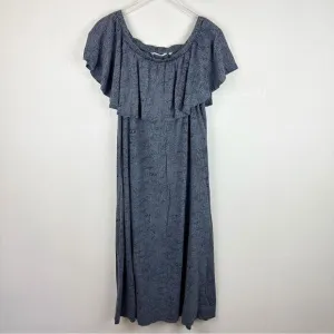 Soft Surroundings Grey Off Shoulder Maxi Dress Sun Dress Casual 1X