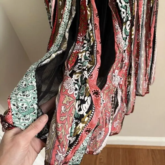 Soft Surroundings Sari Maxi Skirt Mesh Patchwork Car Wash Boho Hippie festival
