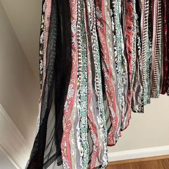 Soft Surroundings Sari Maxi Skirt Mesh Patchwork Car Wash Boho Hippie festival