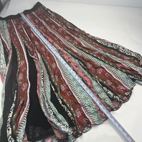 Soft Surroundings Sari Maxi Skirt Mesh Patchwork Car Wash Boho Hippie festival