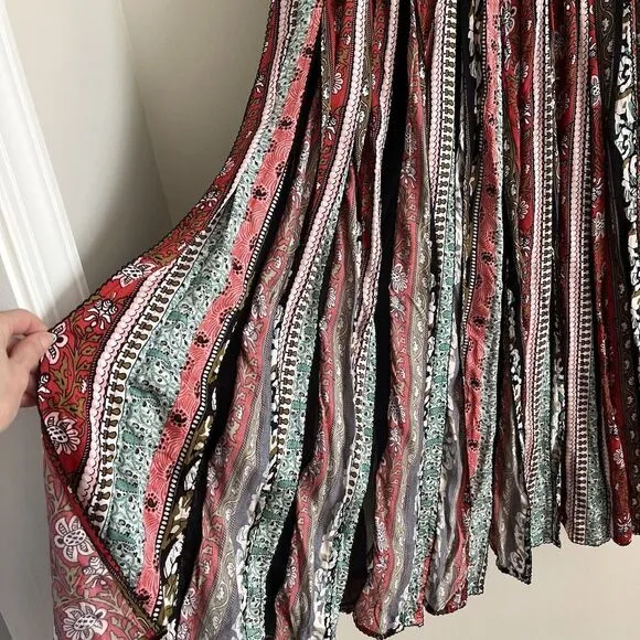 Soft Surroundings Sari Maxi Skirt Mesh Patchwork Car Wash Boho Hippie festival
