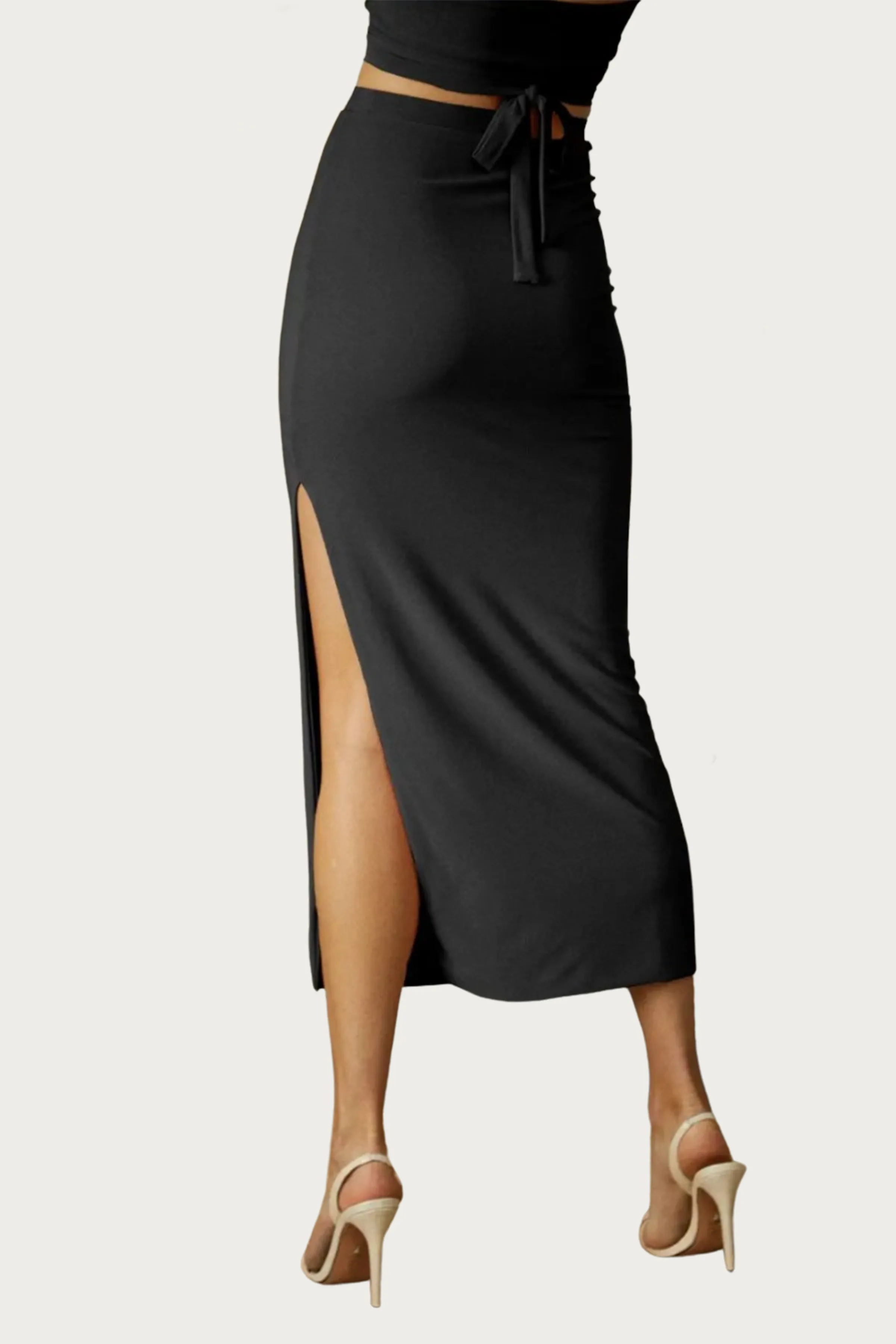 SOLID SIDE SLIT SKIRT