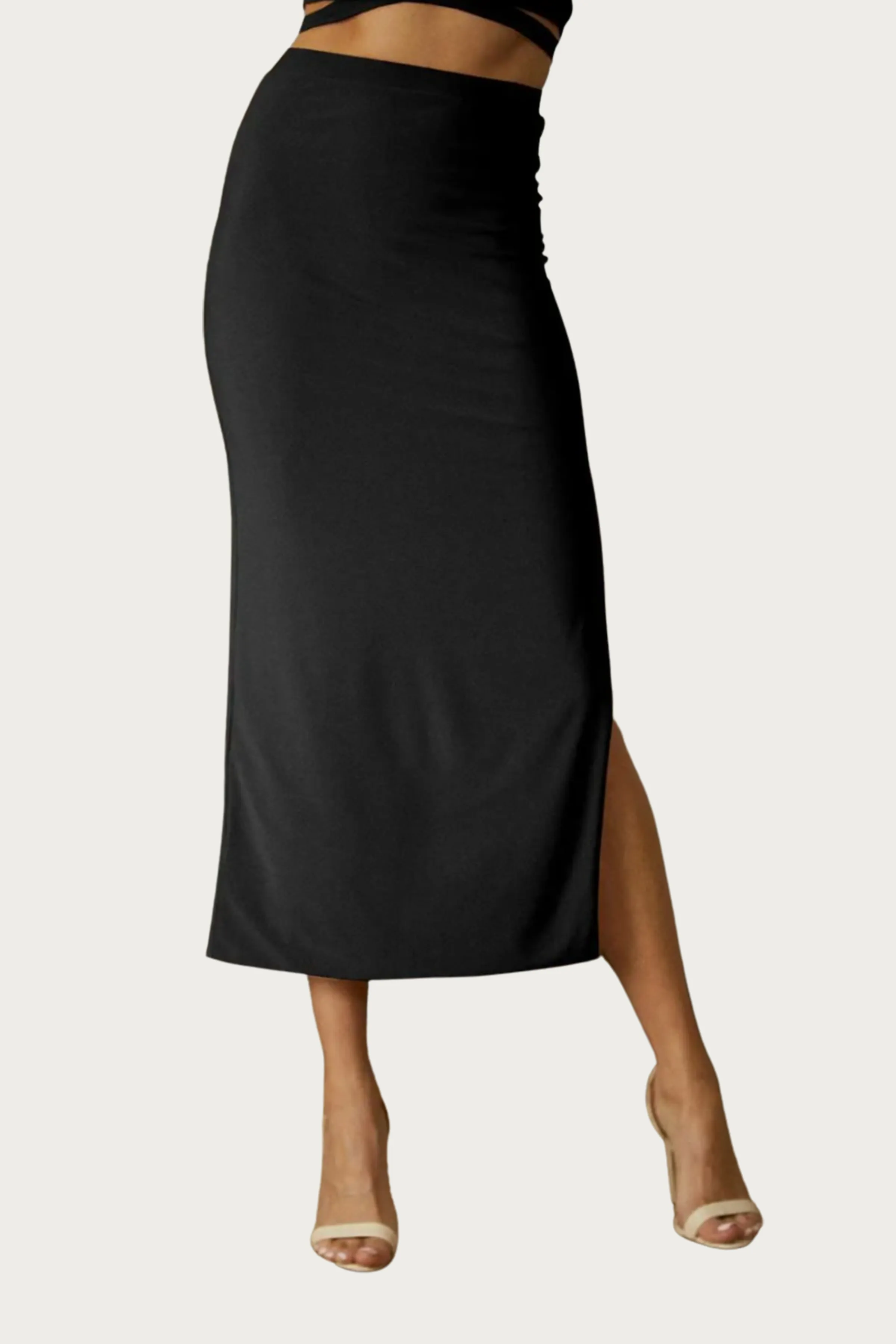 SOLID SIDE SLIT SKIRT