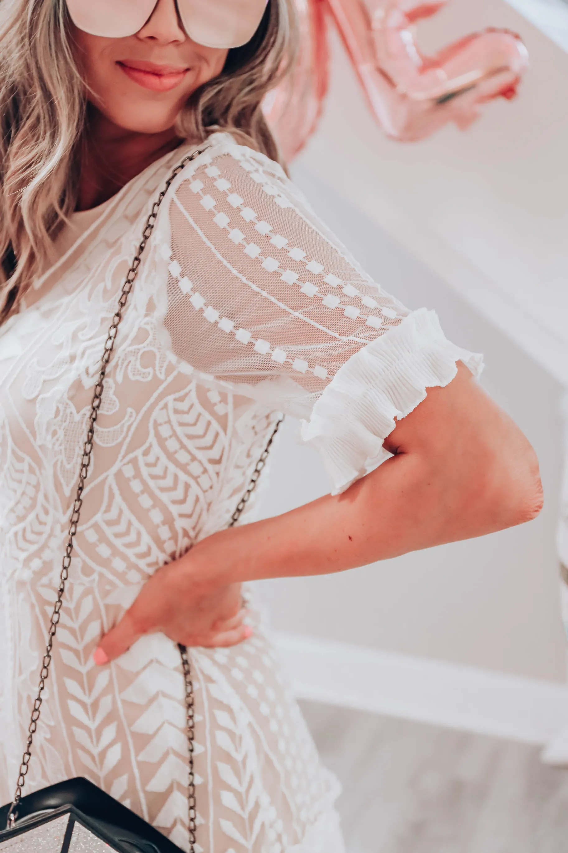 Speechless Short Sleeve Lace Dress