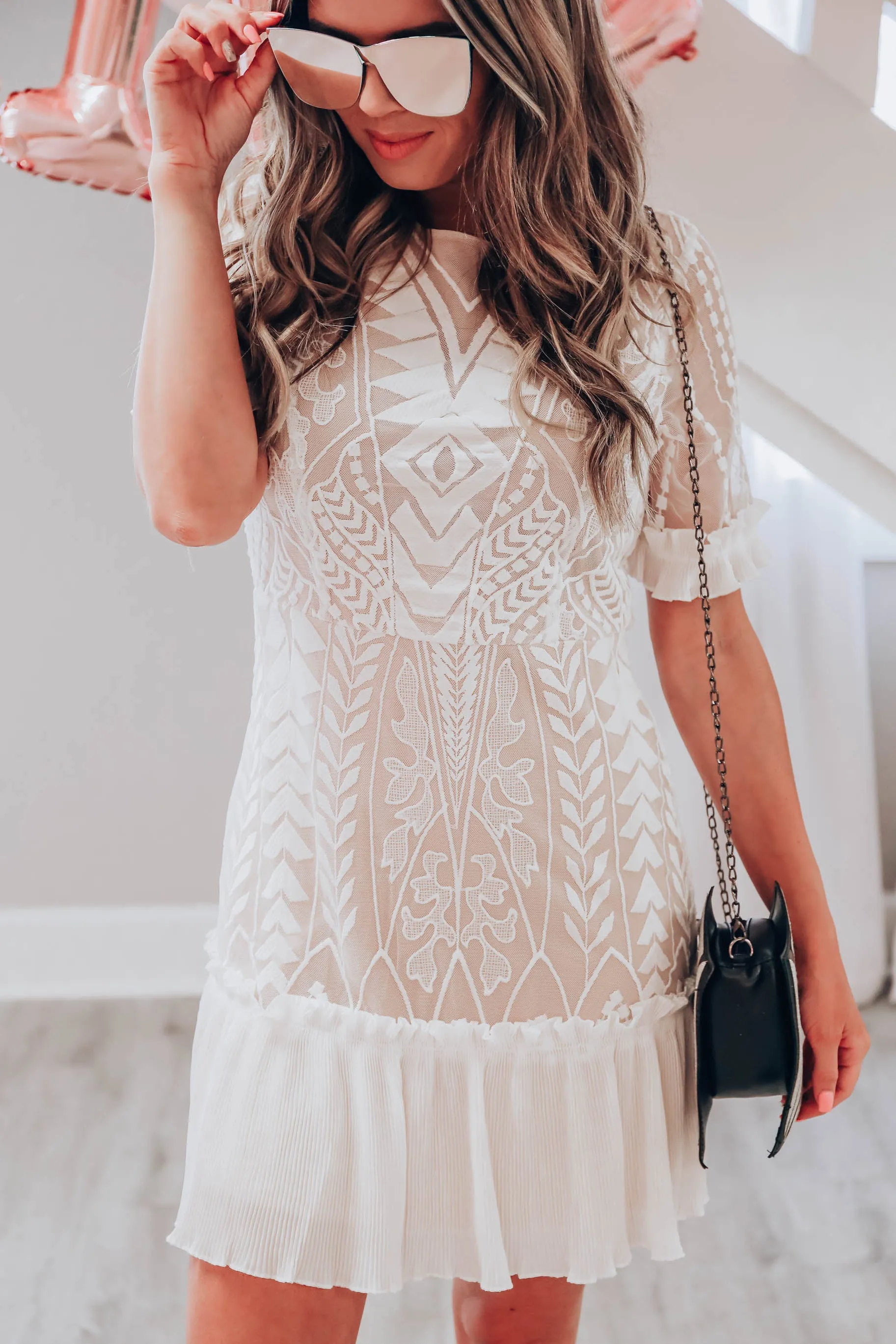Speechless Short Sleeve Lace Dress