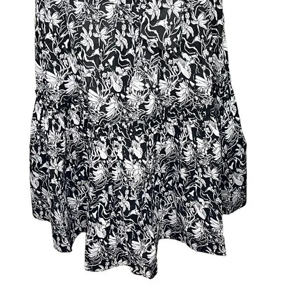 St. Roche Selma Women’s Organic Cotton Black &amp; White 3-Tier Boho Maxi Skirt S…