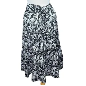 St. Roche Selma Women’s Organic Cotton Black &amp; White 3-Tier Boho Maxi Skirt S…