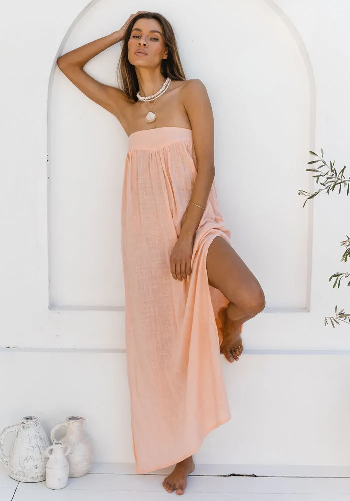 St Tropez Strapless Maxi -Grapefruit