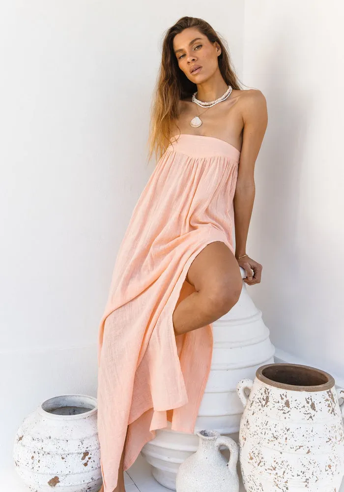 St Tropez Strapless Maxi -Grapefruit