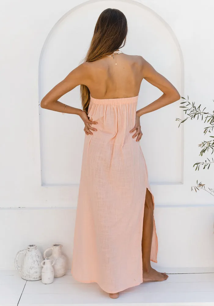 St Tropez Strapless Maxi -Grapefruit