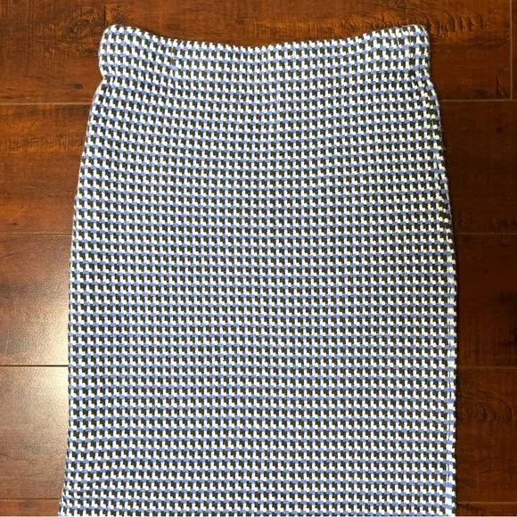 STITCHES   STRIPES Revolve Poplar Knit Midi Skirt Blue Check Pencil Size XS