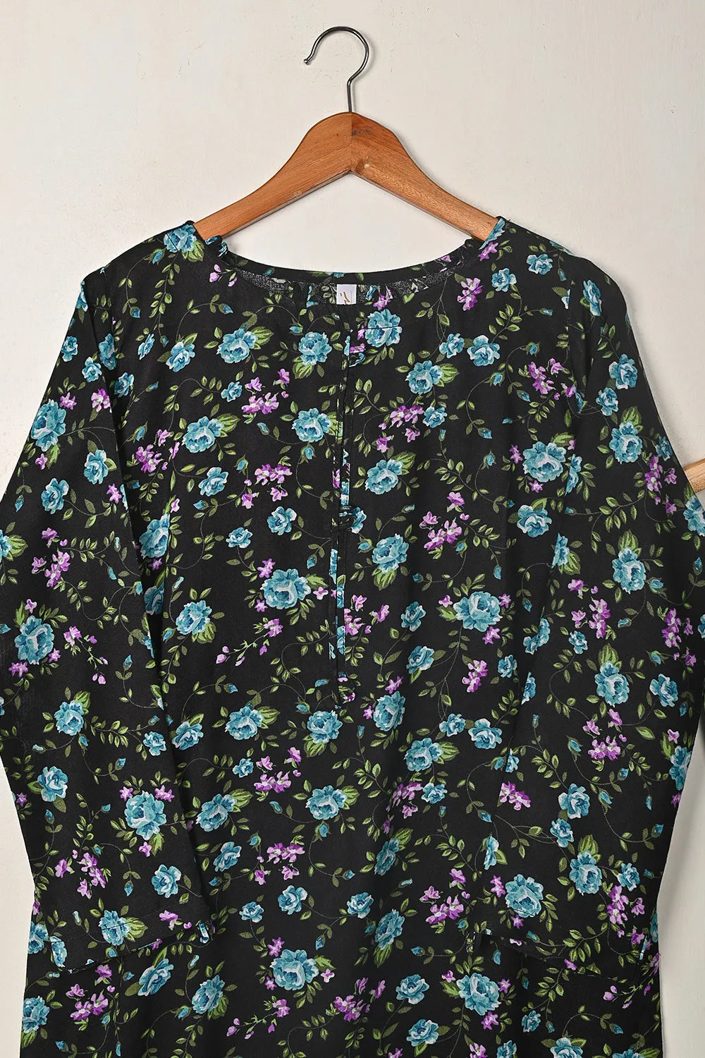 STP-278A- Black - 2Pc Ready to Wear Digital Printed Winter Linen Co-Ord Set