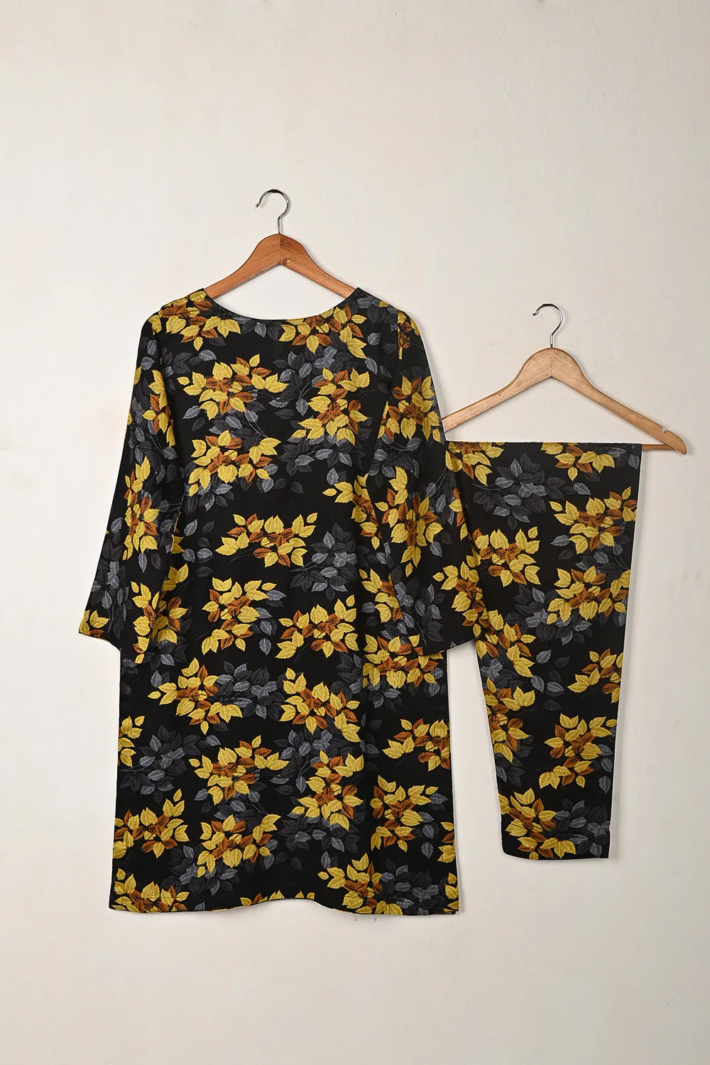STP-281A-Black - 2Pc Ready to Wear Digital Printed Winter Linen Co-Ord Set