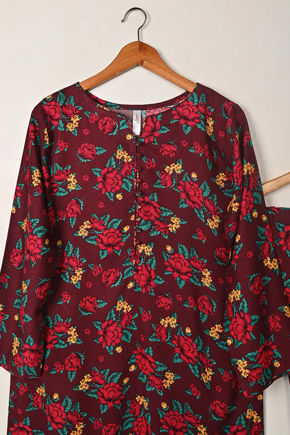 STP-282A-Maroon - 2Pc Ready to Wear Digital Printed Winter Linen Co-Ord Set