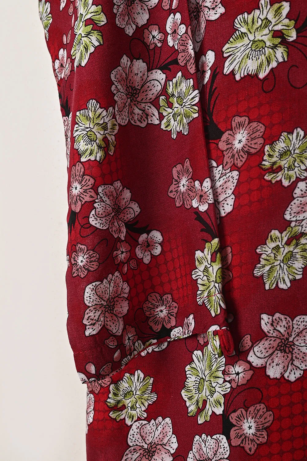 STP-284A-Red - 2Pc Ready to Wear Digital Printed Winter Linen Co-Ord Set