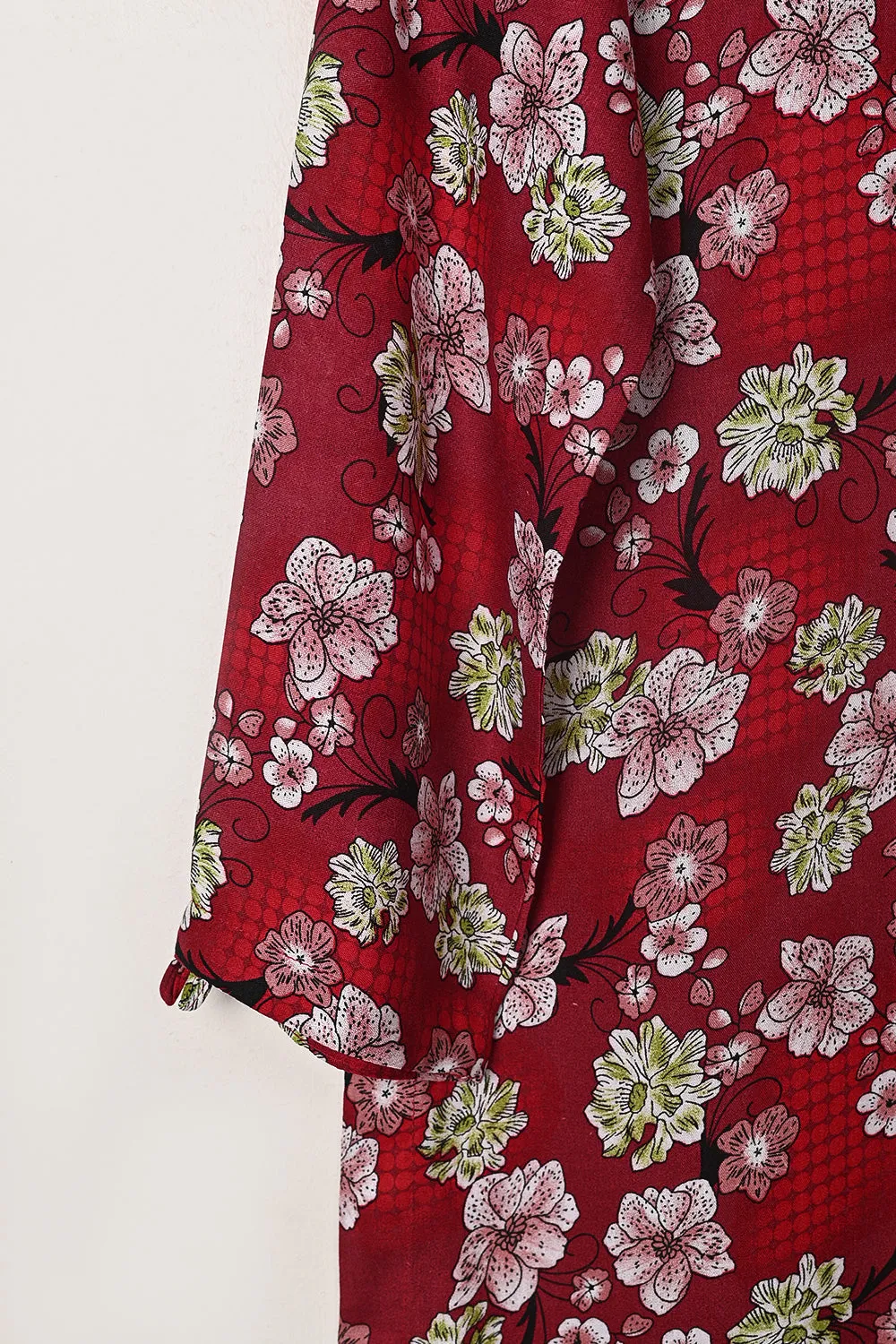 STP-284A-Red - 2Pc Ready to Wear Digital Printed Winter Linen Co-Ord Set