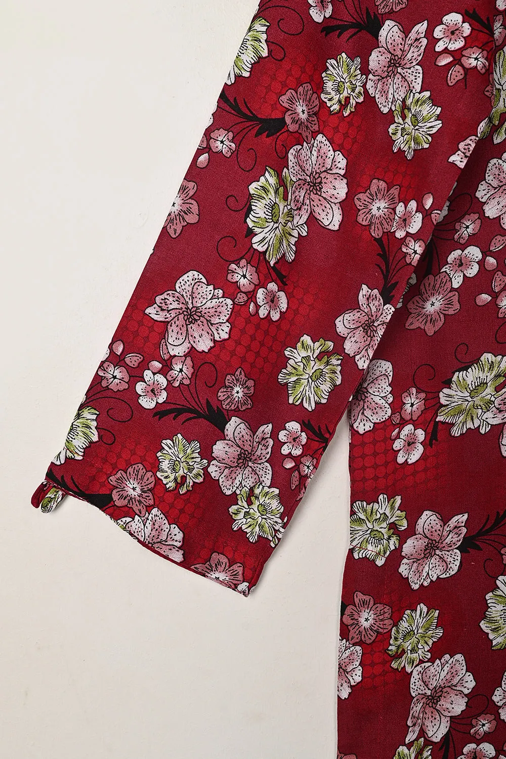 STP-284A-Red - 2Pc Ready to Wear Digital Printed Winter Linen Co-Ord Set