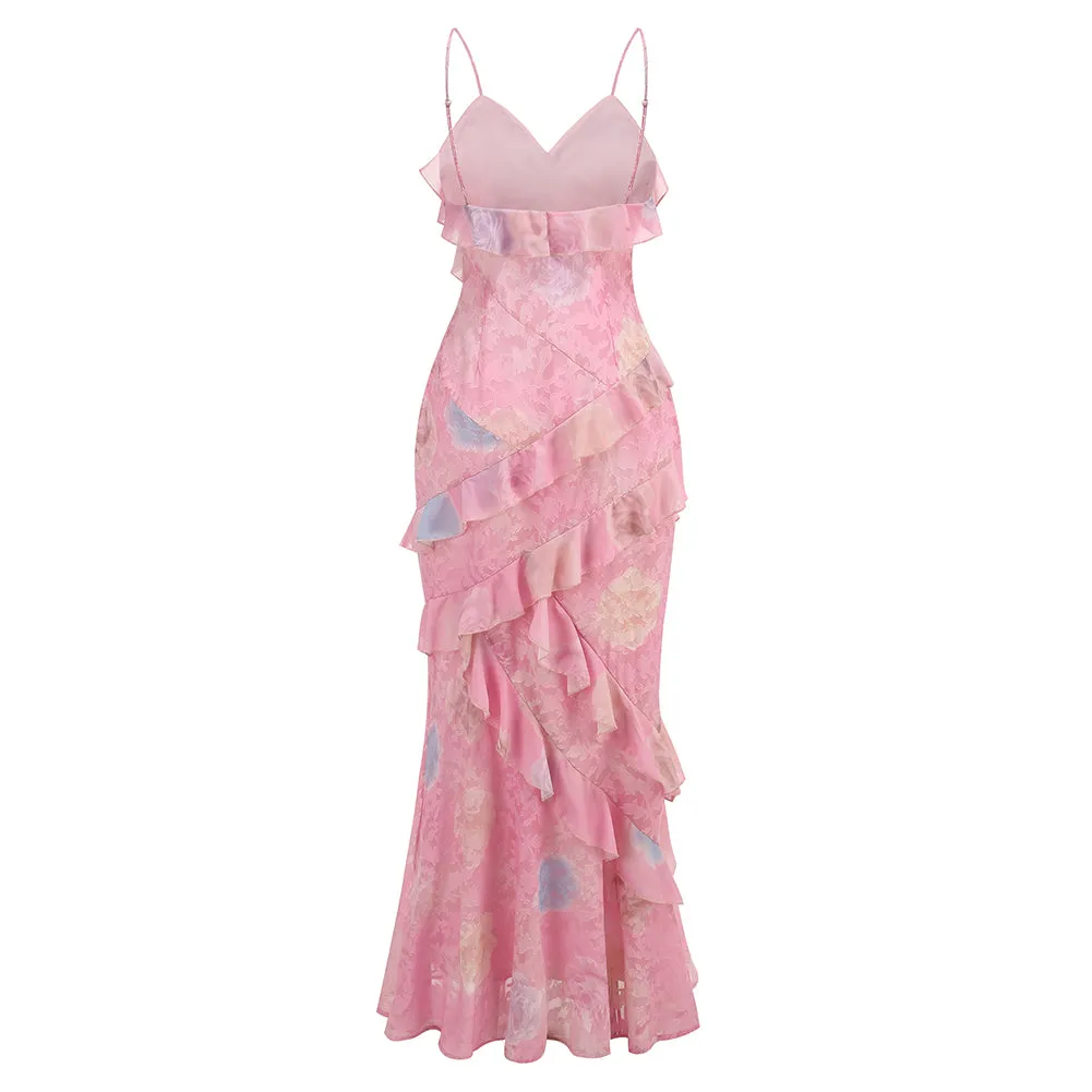 Strappy Sleeveless Rickrack Maxi Dress KLYJ010