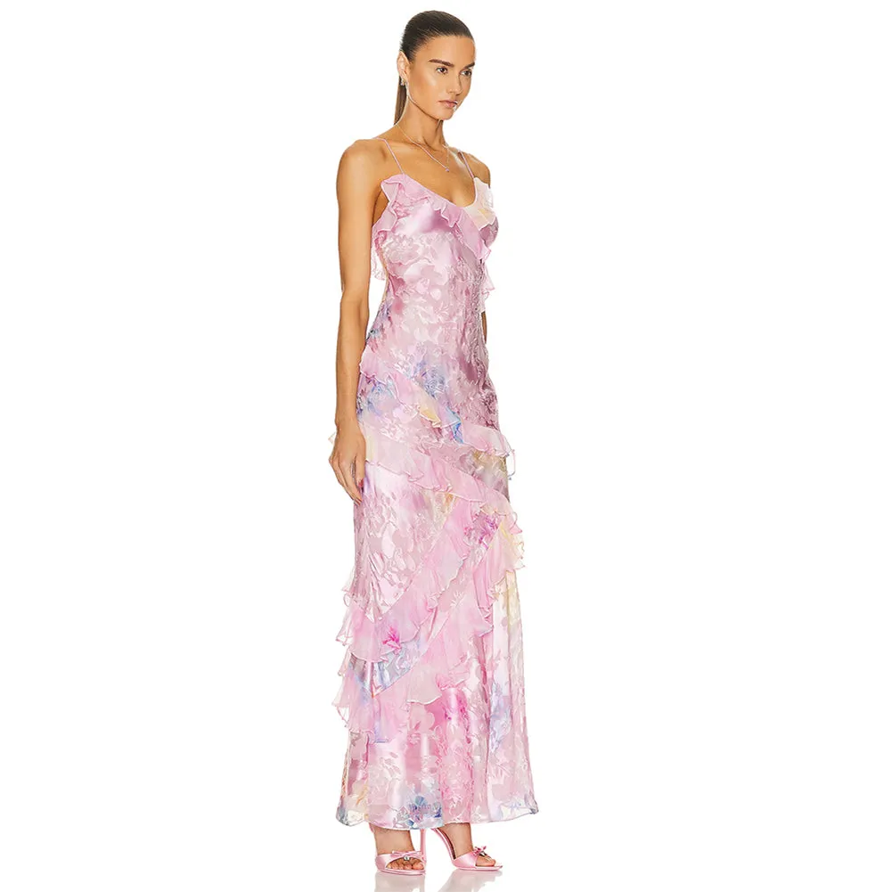 Strappy Sleeveless Rickrack Maxi Dress KLYJ010