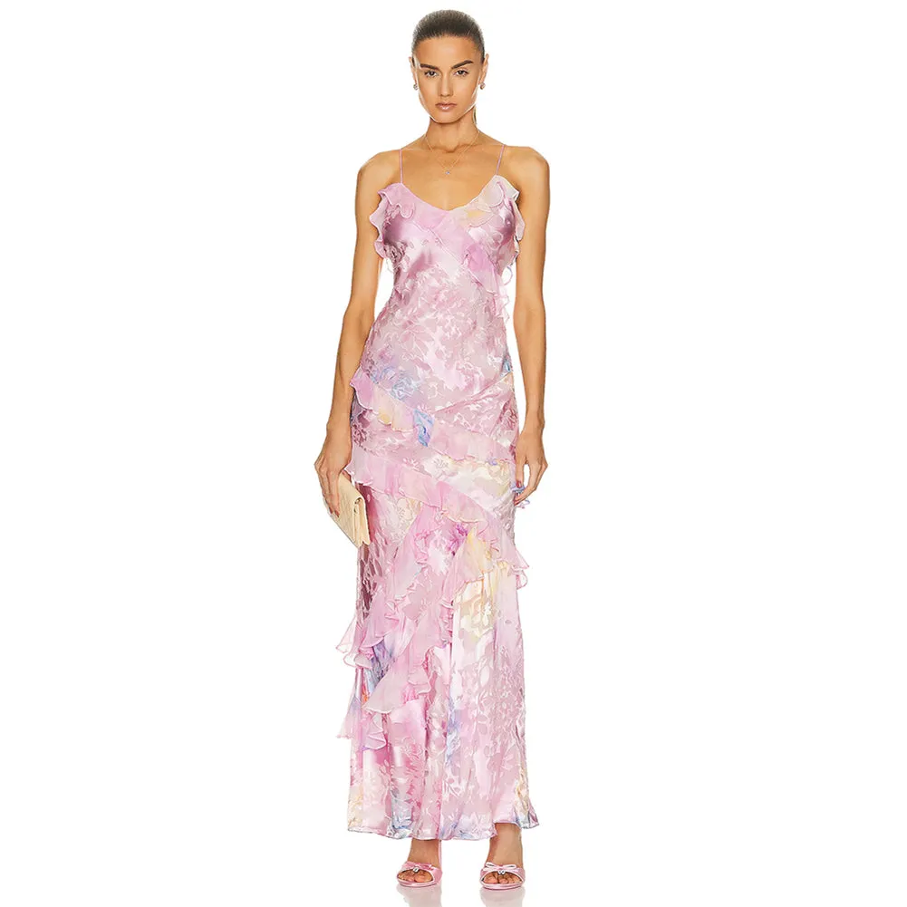 Strappy Sleeveless Rickrack Maxi Dress KLYJ010