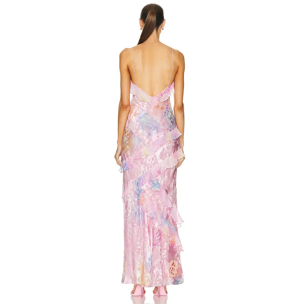 Strappy Sleeveless Rickrack Maxi Dress KLYJ010