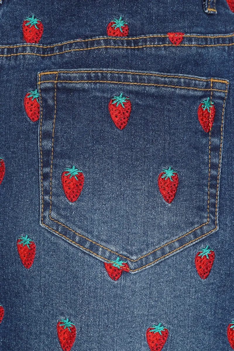 Strawberry Denim Mini Skirt