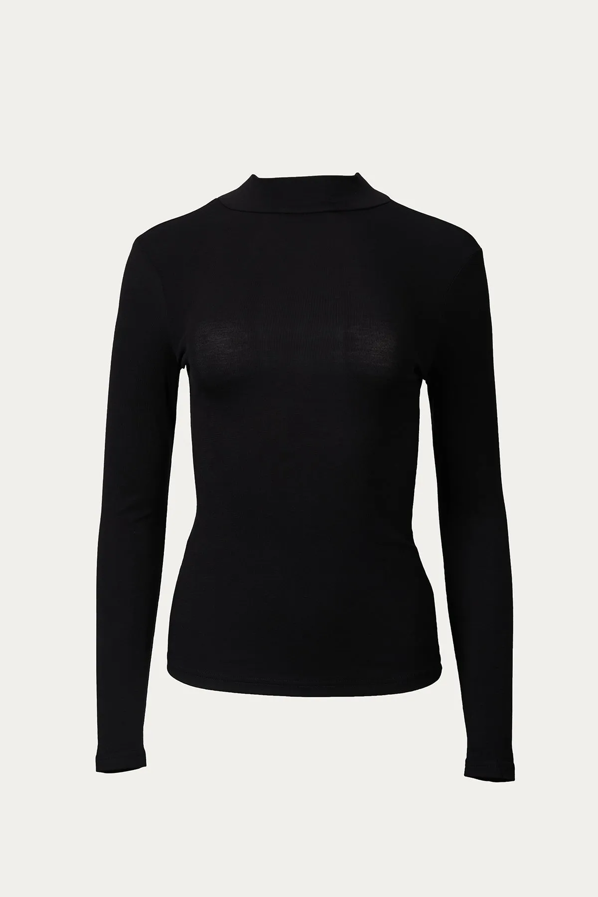 STRETCH COTTON-JERSEY MOCK NECK TOP