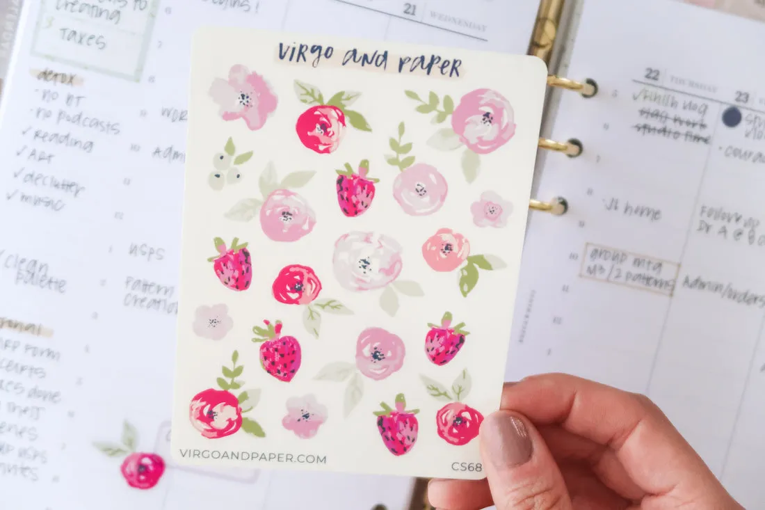 Summer Berry Clear Floral Stickers