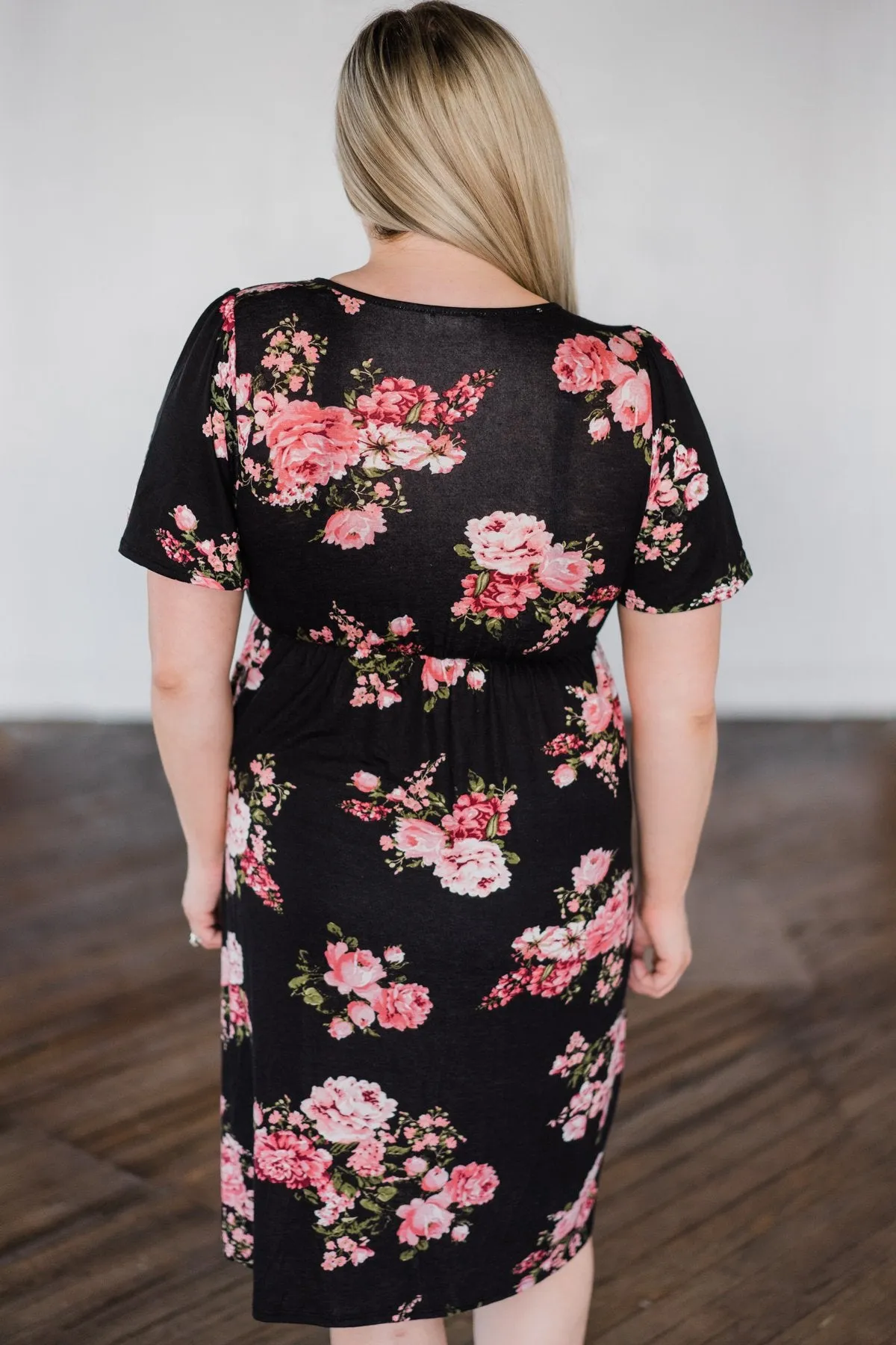 Summer Delight Floral Dress- Black