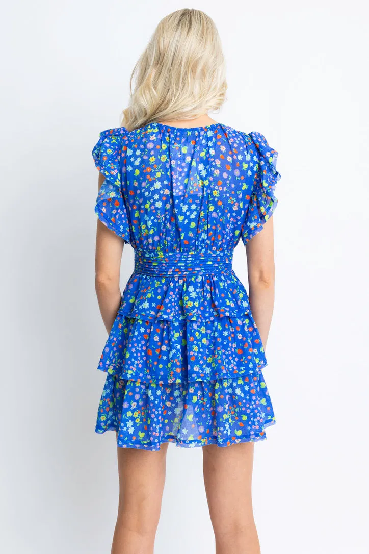 Summer Fruit Floral Vneck Dress