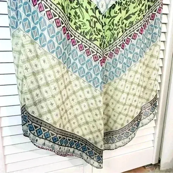 Sundance Silk Boho Maxi Dress | Blues Greens | SZ L