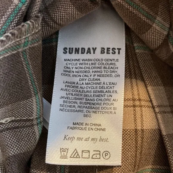 Sunday Best Aritzia Mini 15” Pleated Skirt S Tan Plaid School Academia Preppy