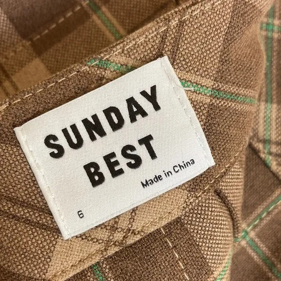 Sunday Best Aritzia Mini 15” Pleated Skirt S Tan Plaid School Academia Preppy