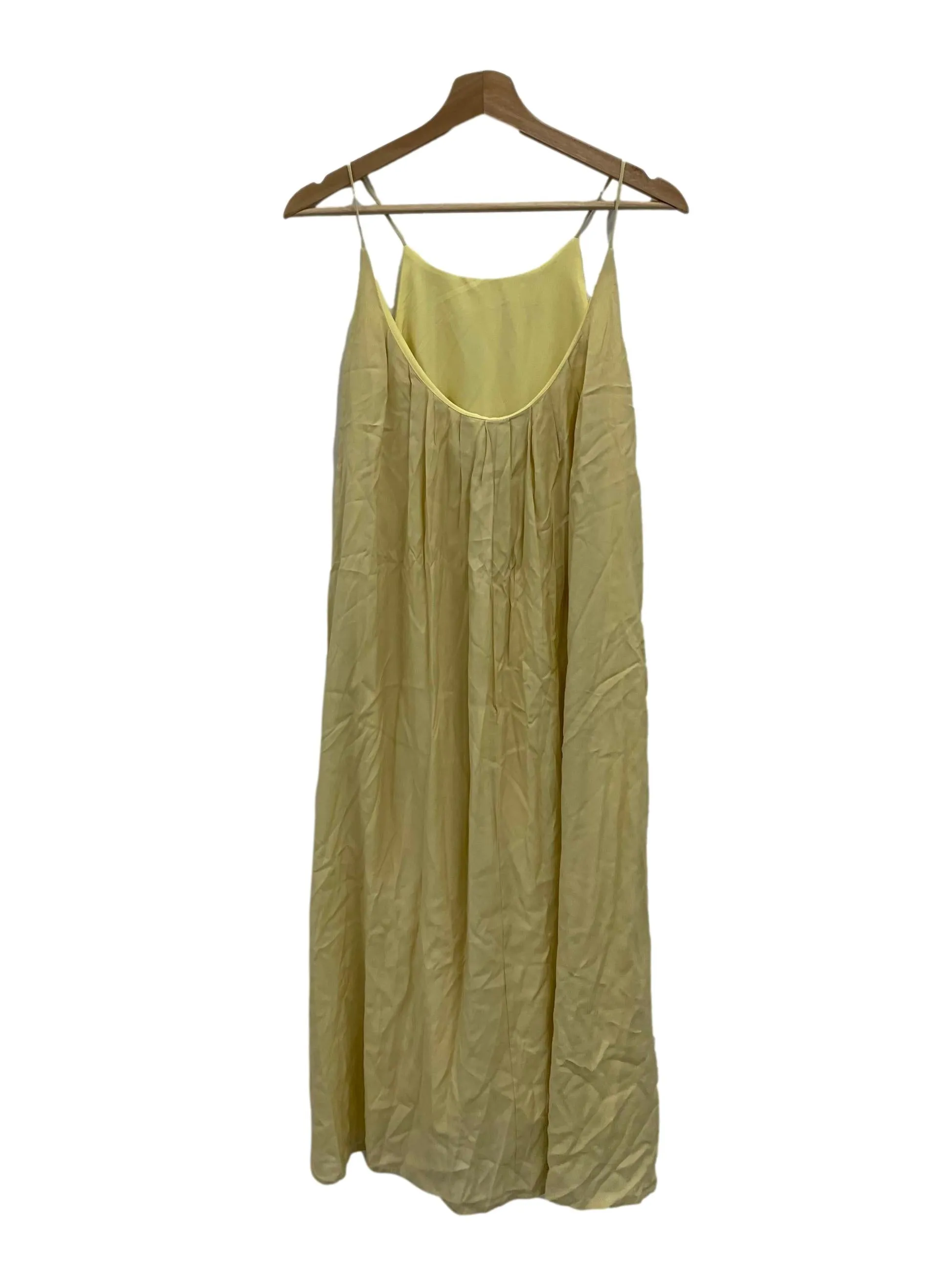 Sunshine Yellow Pleated Roundneck Halter Maxi Dress