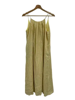 Sunshine Yellow Pleated Roundneck Halter Maxi Dress