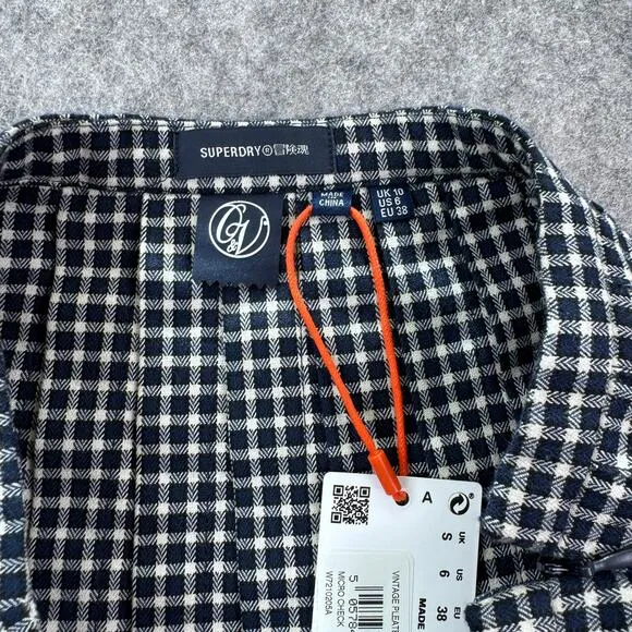 Superdry NWT Women's 6 Vintage Style Pleated Blue/White Mini Skirt