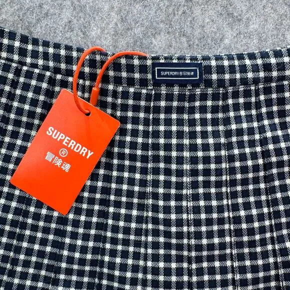 Superdry NWT Women's 6 Vintage Style Pleated Blue/White Mini Skirt
