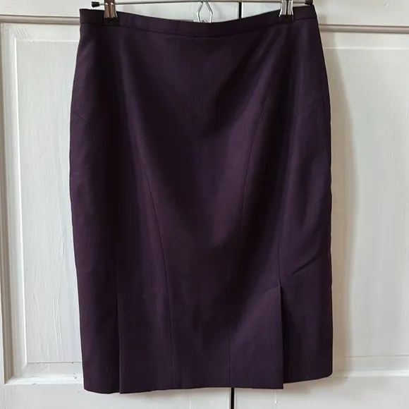 Ted Baker London Eggplant Purple Wool Stretch Pencil Skirt Size 3 Size US 8