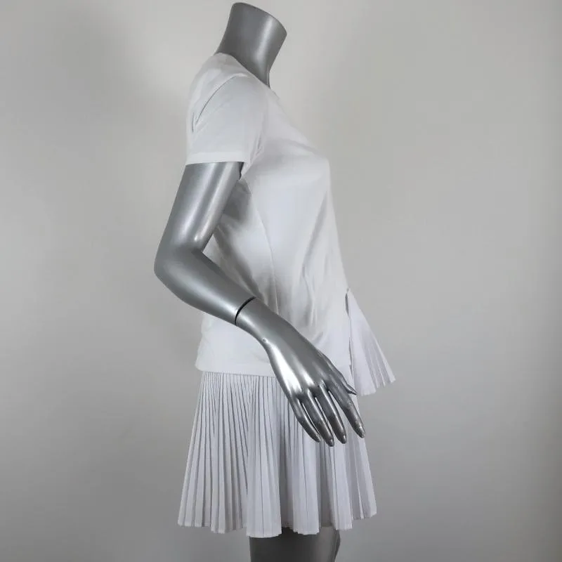 Thakoon T-Shirt Dress White Pleated Cotton Size Extra Small Short Sleeve Mini
