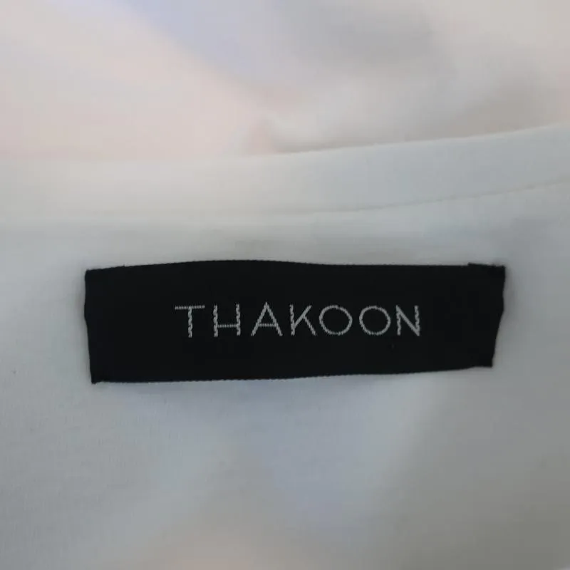 Thakoon T-Shirt Dress White Pleated Cotton Size Extra Small Short Sleeve Mini