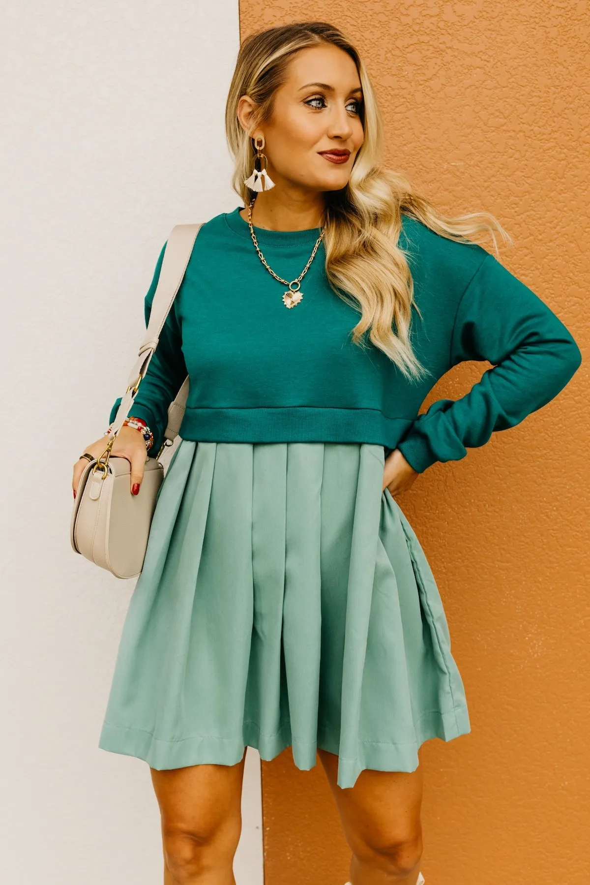 The Carlos Mix Pleated Mini Dress