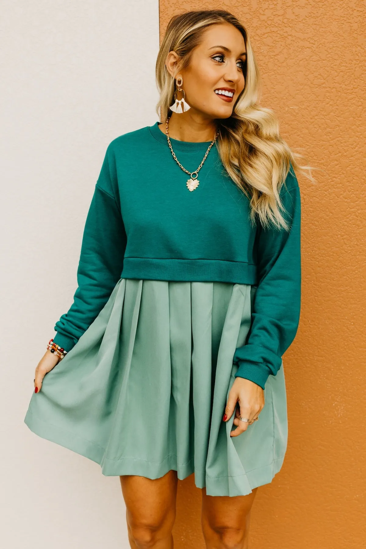 The Carlos Mix Pleated Mini Dress