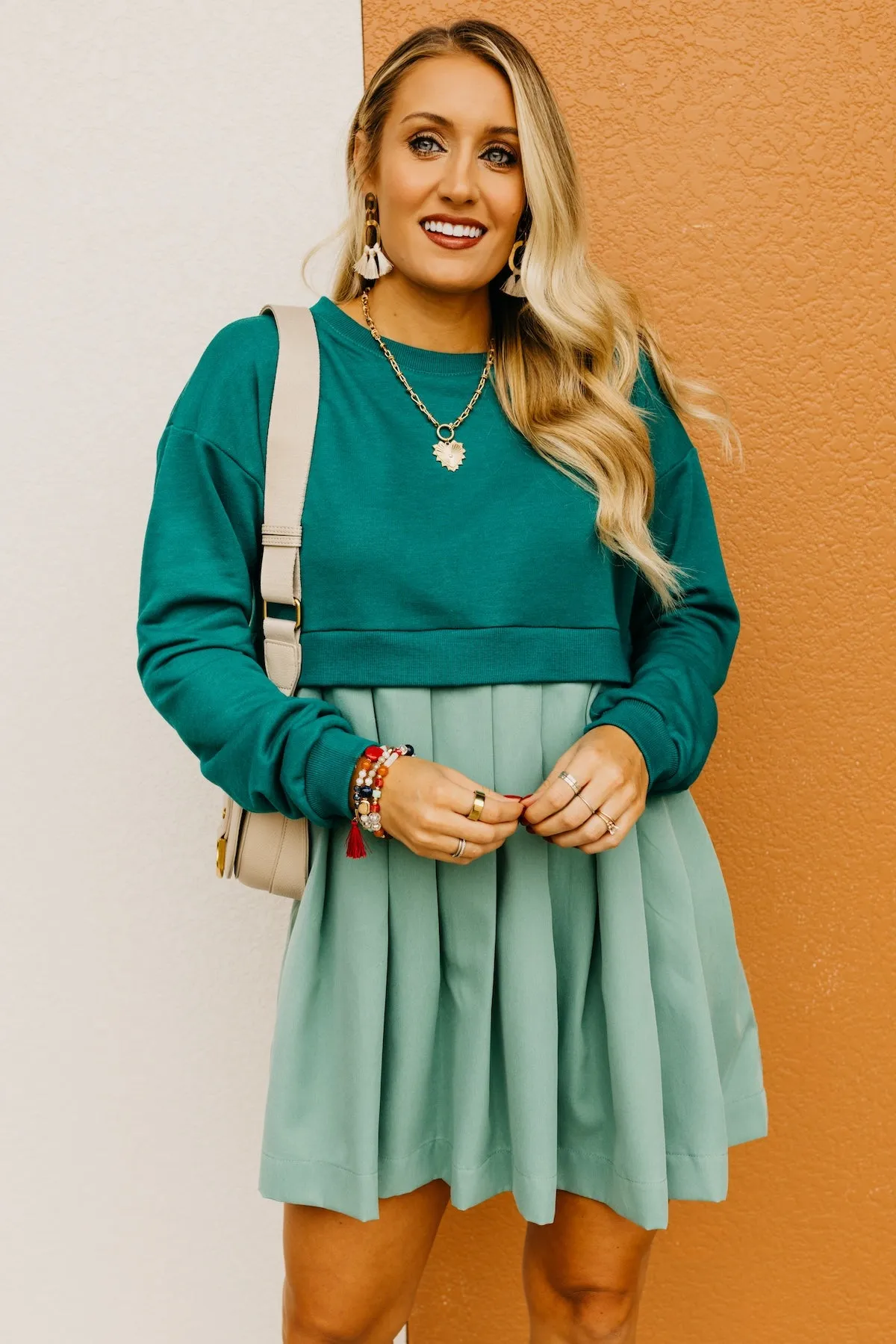 The Carlos Mix Pleated Mini Dress