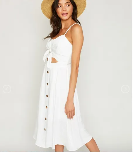 The Havana White Linen Button Down Dress