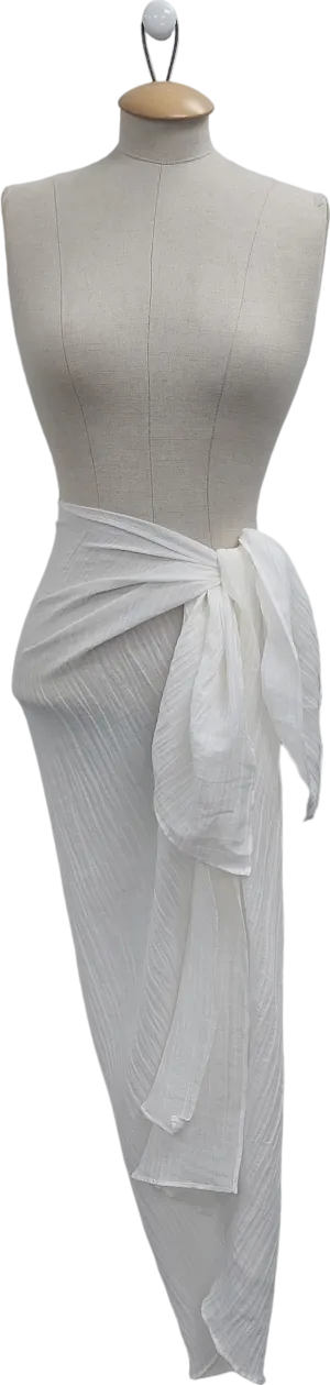The Summer Edit White Sophia Crinkle Linen Sarong One Size