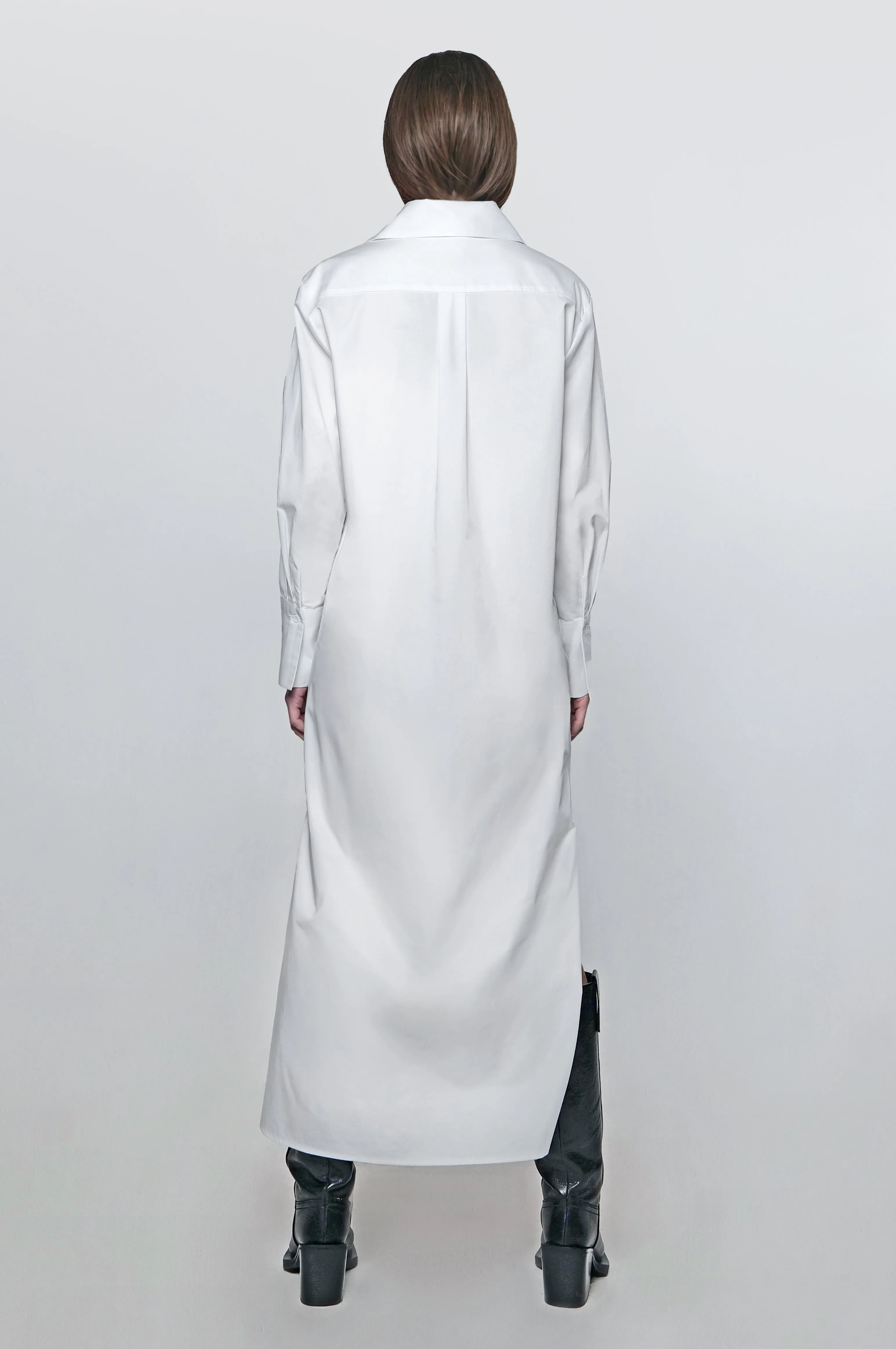 The Wrap Button Down Maxi Dress in White