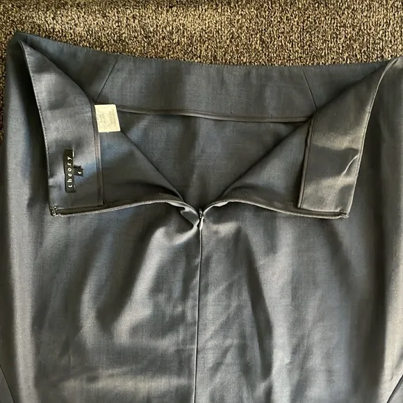 THEORY GOLDA TAILOR PENCIL SKIRT NAVY DOUBLE SLIT BACK WOOL BLEND STRETCH SZ 4